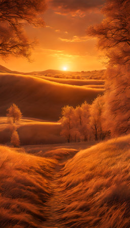 Autumn landscape in the mountains. Sunrise in the mountains. Toned.の素材