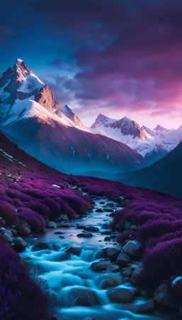 Mountain landscape at sunrise. Himalaya, Nepal, Asia.の素材