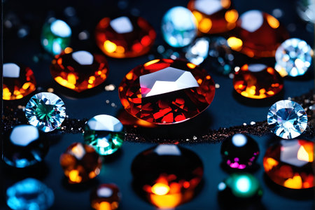 Gemstones on a black background. Jewelry background. Macro.の素材