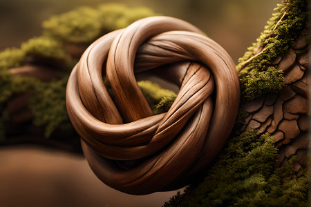 Close-up of a knot made of twigs in the forestの素材