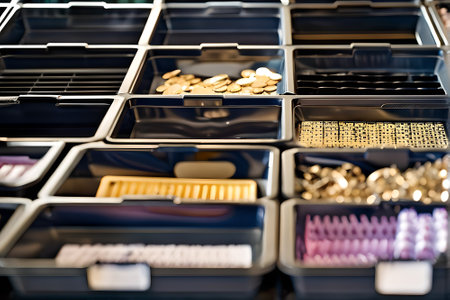 Boxes with various accessories for manicure and pedicure.の素材