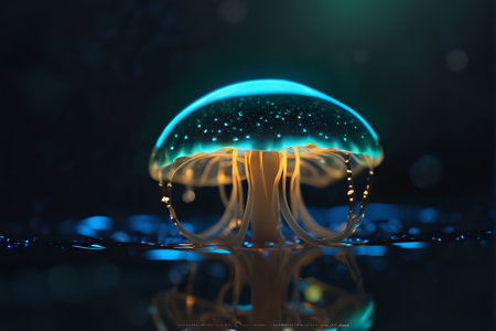 Jellyfish in the water close-up. 3d renderingの素材