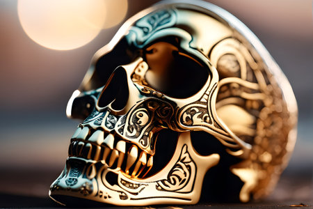Skull in the light of the setting sun, close-upの素材