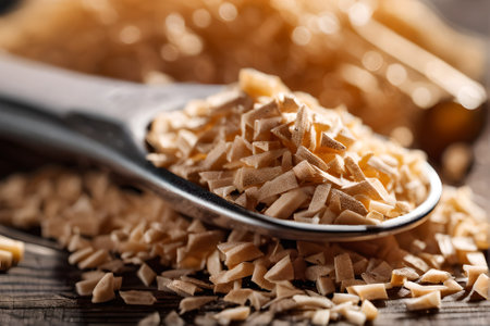 close up of a spoonful of dried italian vermicelliの素材