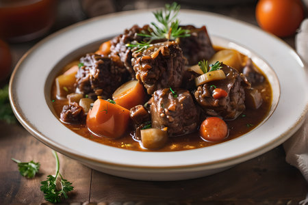 Beef Bourguignon, stewed with potatoes and carrotsの素材