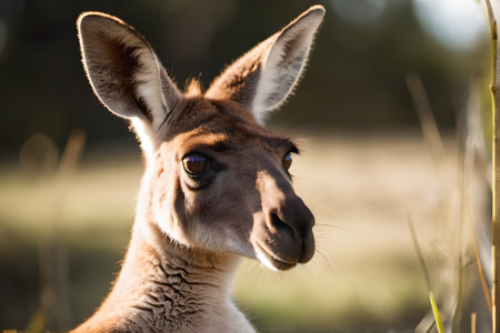 Portrait of a kangaroo looking at the camera in Australiaの素材