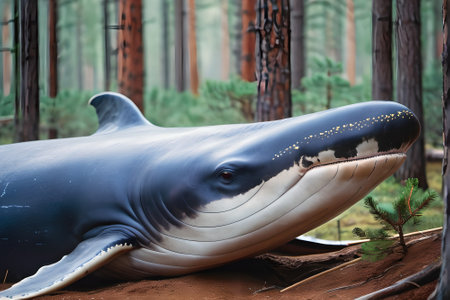 Humpback whale in the forest of the Redwood National Parkの素材