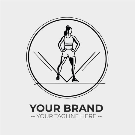 Fitness logo. Vector illustration of a woman on a white background.のイラスト素材