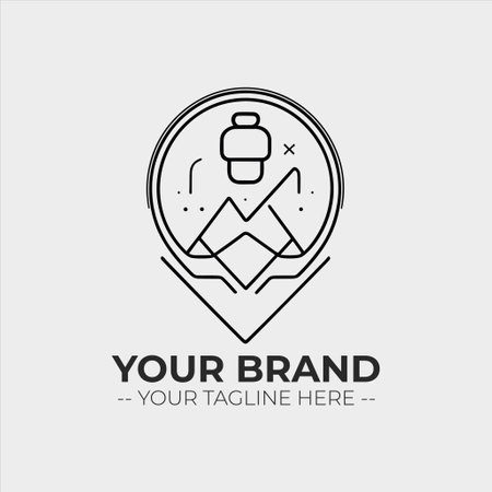 Hiking logo template vector icon illustration design.Hiking,camping and outdoor activity logo designのイラスト素材