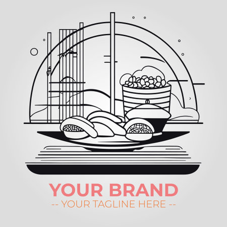 Vector illustration of japanese food in line art style on white backgroundのイラスト素材