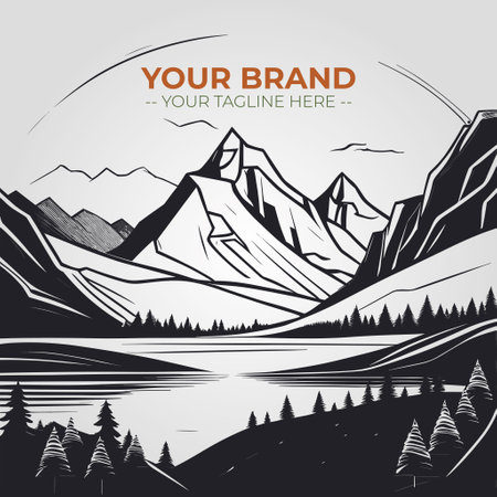 Mountains and lake. Vector illustration. Can be used for advertisingeting, presentation.のイラスト素材