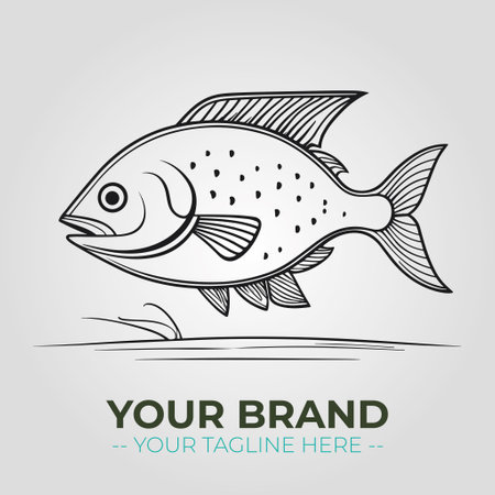 Vector illustration of a fish on a light background. Logo template.のイラスト素材