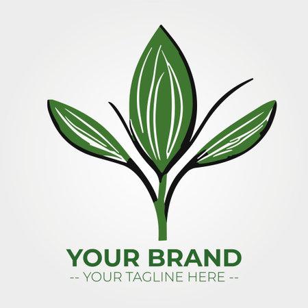 Vector logo design template for your business. Logotype concept with green leaves.のイラスト素材