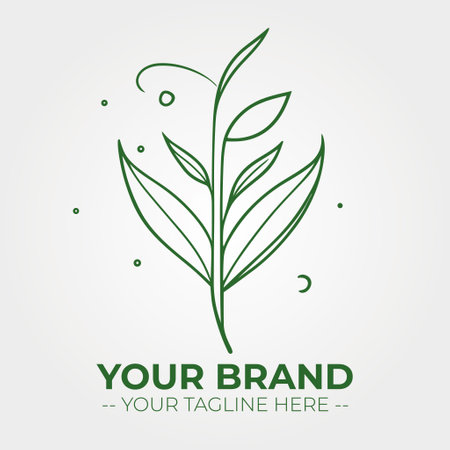 Green leaf logo design template. Elegant and elegant logotype design.のイラスト素材