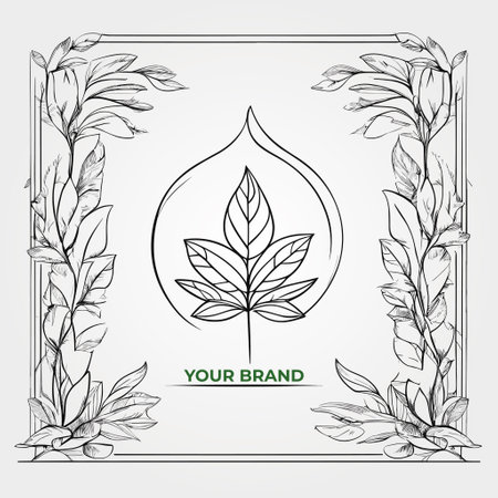 Elegant template with hand drawn decorative leaves. Vector illustration.のイラスト素材