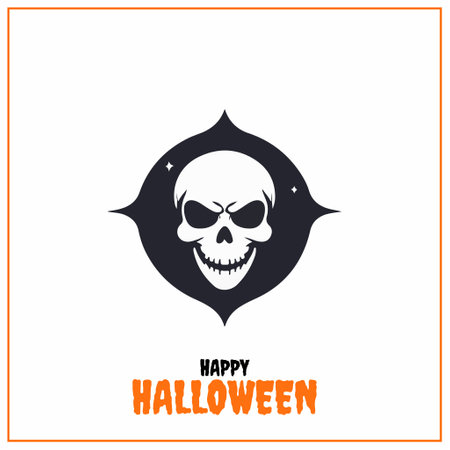 happy halloween greeting card with skull vector illustration design on white backgroundのイラスト素材