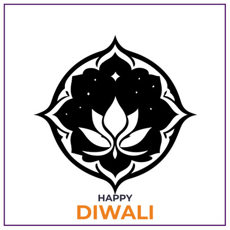 Happy Diwali greeting card with lotus flower. Vector illustration.のイラスト素材