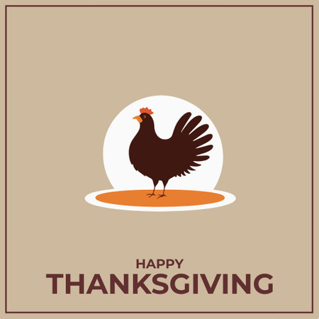 Happy Thanksgiving greeting card with turkey and text. Vector Illustration.のイラスト素材