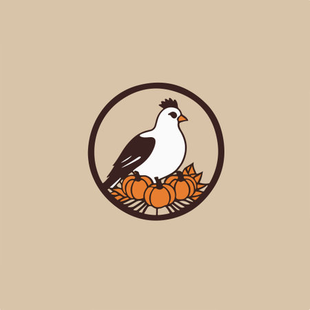 chicken and pumpkins vector logo design template. farm animal logoのイラスト素材