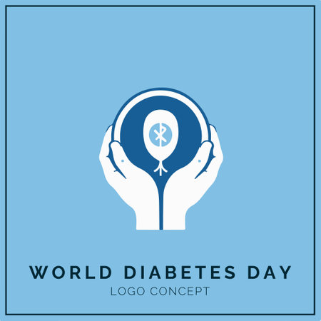 World Diabetes Day logo design on blue background with place for your text.のイラスト素材