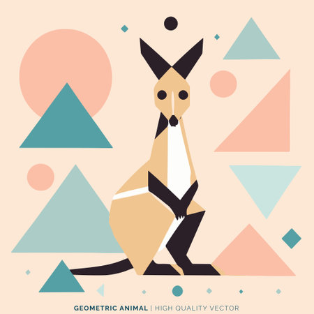 Kangaroo on geometric background. Vector illustration in flat style.のイラスト素材