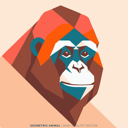 Monkey flat icon with long shadow, eps10 vector illustration.のイラスト素材