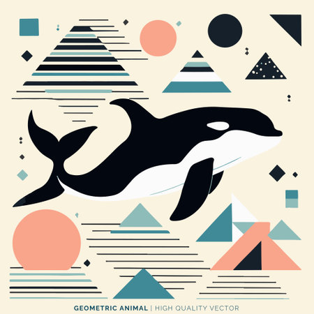 Abstract geometric background with a killer whale. Vector illustration. Eps 10のイラスト素材