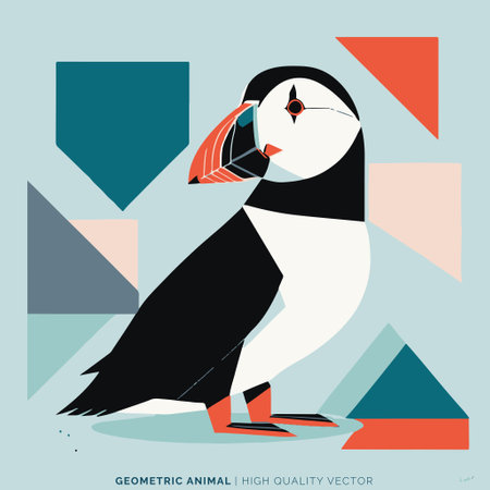 Puffin, vector illustration. Flat design style. Vector illustration.のイラスト素材