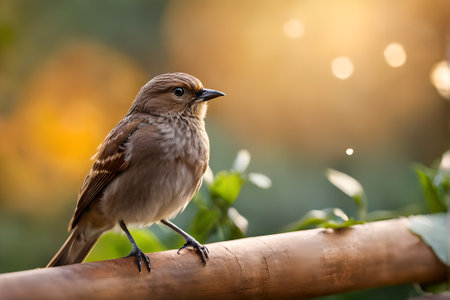 Bird in nature, bird perching on a branch with bokeh backgroundの素材