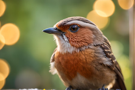 close-up portrait of a beautiful bird with bright eyes and a blurred backgroundの素材