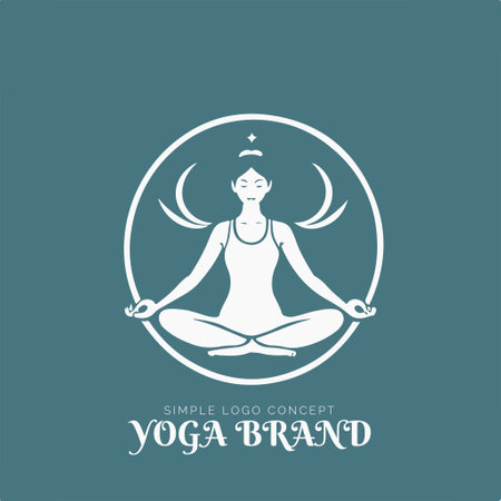 Yoga and meditation logo design template. Vector illustration in flat style.のイラスト素材