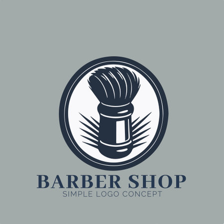 Barber shop logo design template. Vector illustration of a shaving brush.のイラスト素材