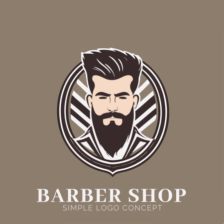 Barber shop logo. Vector illustration of a bearded man with a mustache.のイラスト素材