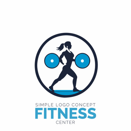 Fitness design template. Silhouette of a woman lifting weights. Vector illustrationのイラスト素材