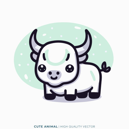 Cute cartoon bull. Vector illustration. Isolated on white background.のイラスト素材