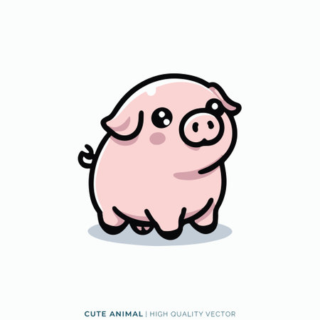 Cute piggy cartoon doodle vector icon. Vector illustration.のイラスト素材