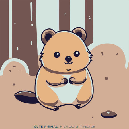 Cute beaver in the forest. Vector illustration in cartoon style.のイラスト素材