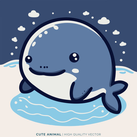 Cute cartoon whale in the sea. Vector illustration. Eps 10のイラスト素材