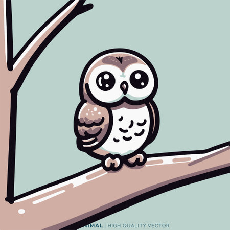 Cute owl on a branch. Vector illustration in cartoon style.のイラスト素材