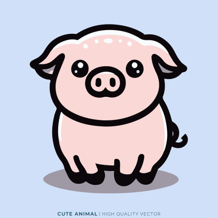 Cute pig cartoon icon. Flat design. Vector illustration, EPS 10.のイラスト素材