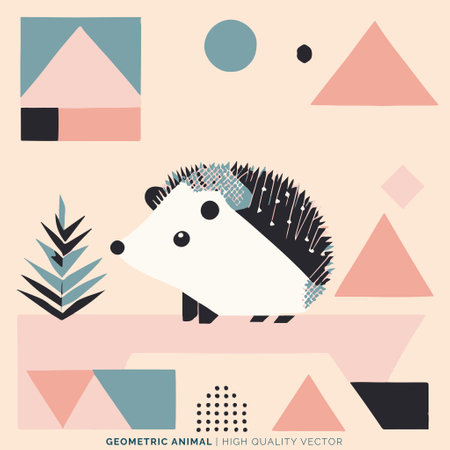 Cute hedgehog with geometric shapes. Vector illustration in flat style.のイラスト素材