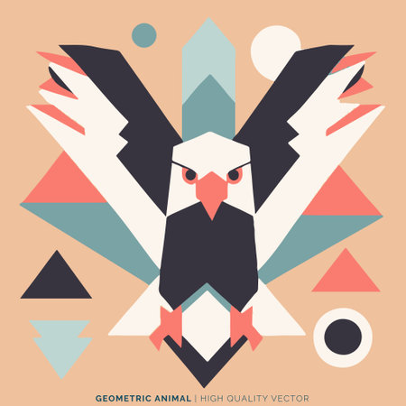 Abstract vector illustration of an eagle with geometric shapes in a flat style.のイラスト素材