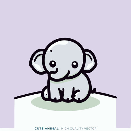 Vector illustration of a cute baby elephant on a white background. Flat style.のイラスト素材
