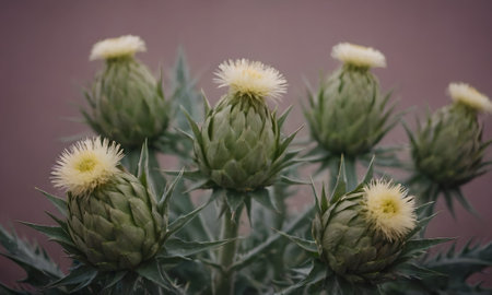 Artichoke (Cirsium vulgare) flowers in bloomの素材