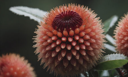 Close up of a red flower in the garden. Shallow depth of field.の素材