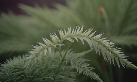 Close up of a green plant in the garden with shallow depth of fieldの素材