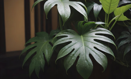Monstera Deliciosa plant in the garden, stock photoの素材