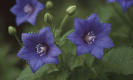 Platycodon grandiflorus, commonly known as bellflowerの素材