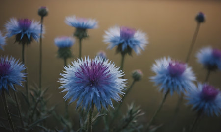 Beautiful cornflowers in the field. Selective focus.の素材