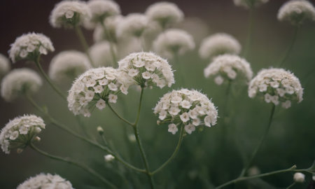 beautiful white flowers in the meadow - retro, vintage style lookの素材